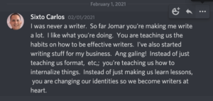 jomar hilario copywriting testimonials reviews